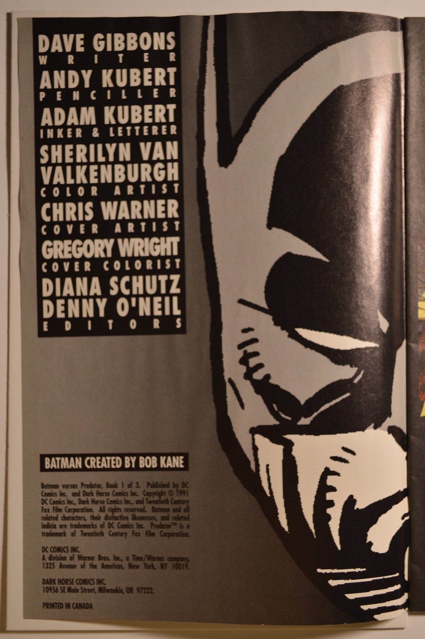 Batman Versus Predator #1 (1991) DC Comics & Dark Horse Comics | "1 of 3" | Iconic Crossover Event | Dave Gibbons & Andy Kubert Collaboration