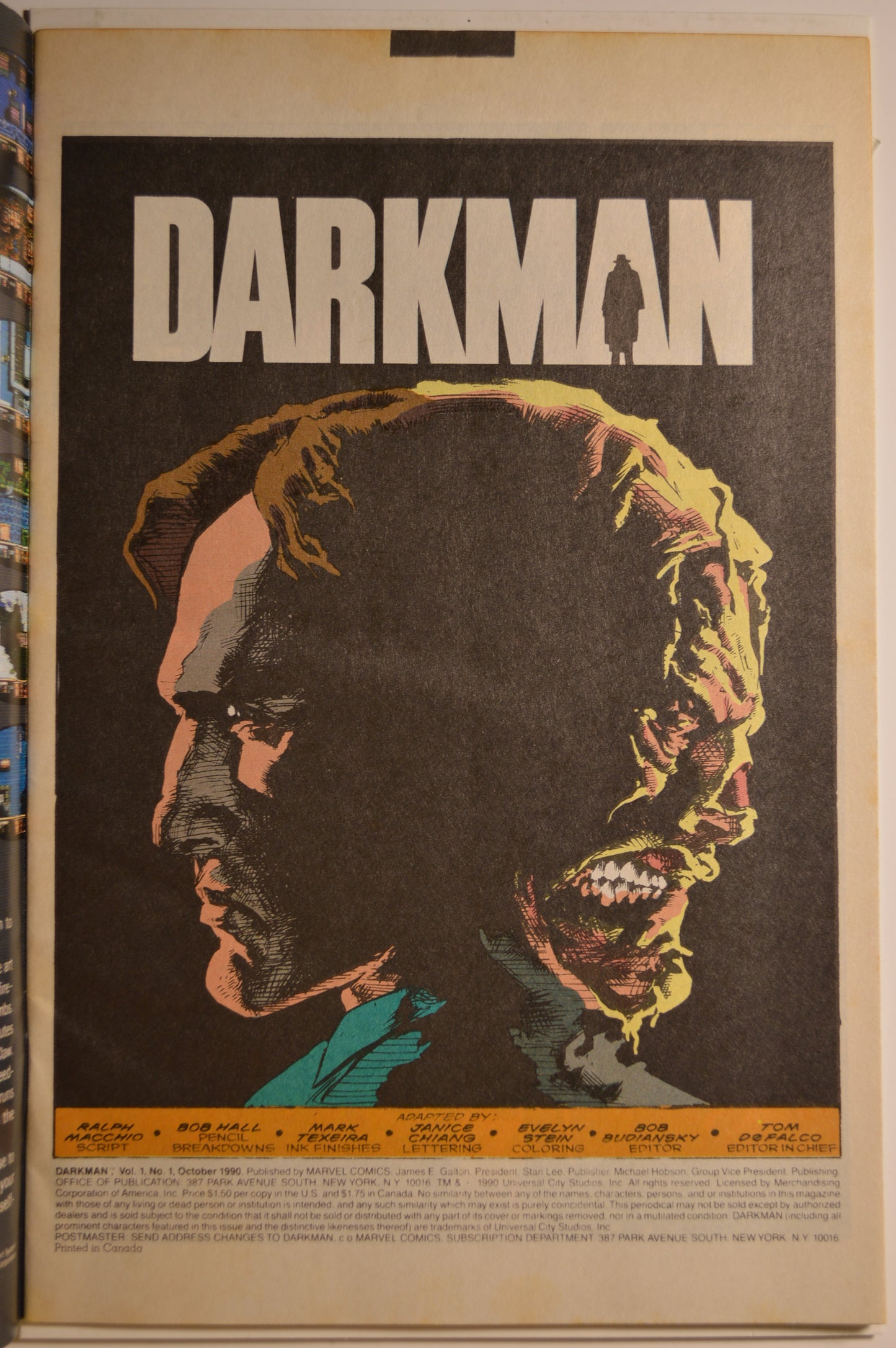 Darkman #1 (1990) Marvel Comics | "Terror Has a New Face..." | Very Fine Condition