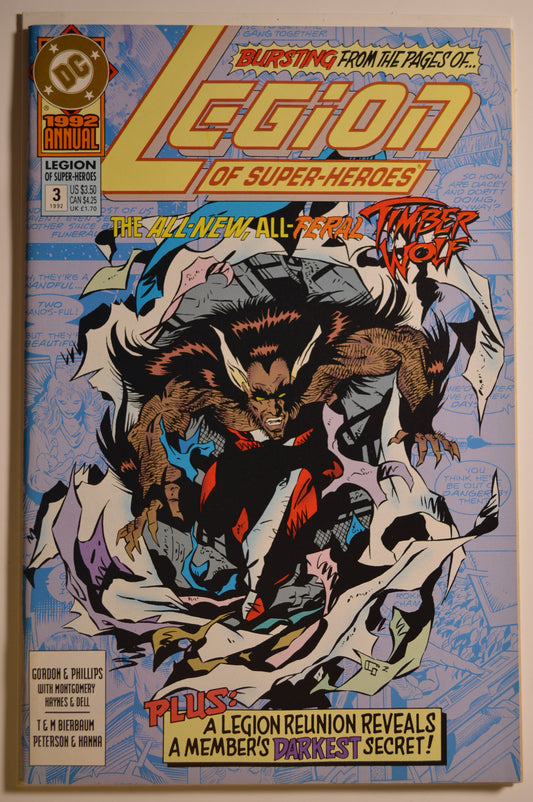 Legion of Super-Heroes Annual #3 (1992) DC Comics | "The All-New All-Feral Timber Wolf" | Very Fine Condition