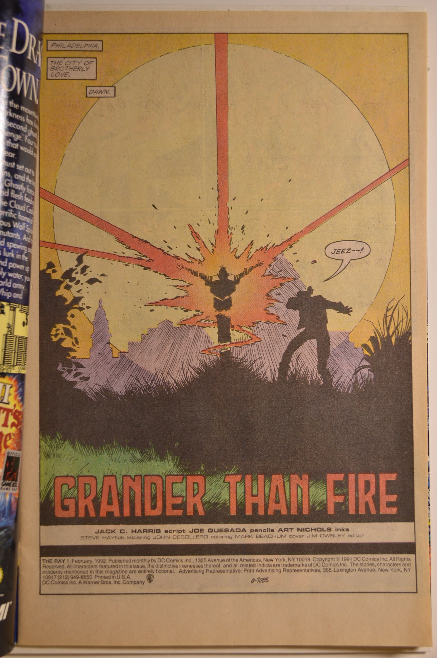 The Ray #1 (1992) DC Comics | First Issue of the 6-Issue Miniseries | Joe Quesada Art