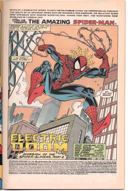 The Amazing Spider-Man #352, #366 & #369 (1991-1992) Marvel Comics | Nova, Red Skull, Taskmaster, & Electro!